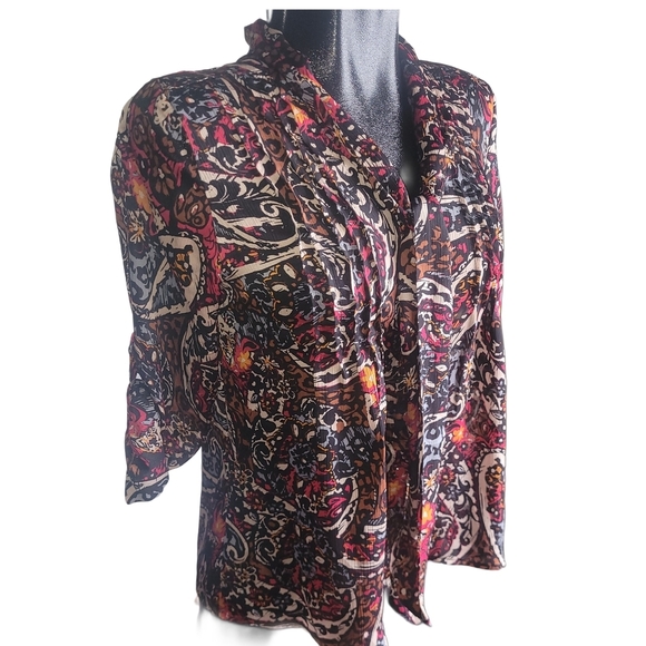 New Directions Elegant Multicolor Paisley Blouse Sz.PS - Picture 3 of 7